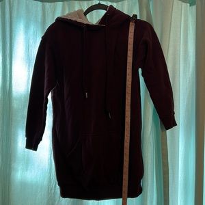 Sweatshirt dress xs NoBoundaries burgundy Sherpa hood kangaroo pocket